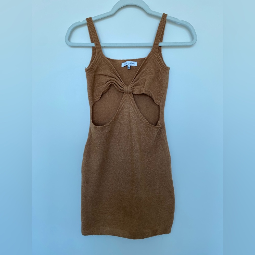 Isabelles Cabinet brown bodycon cut out knit dress